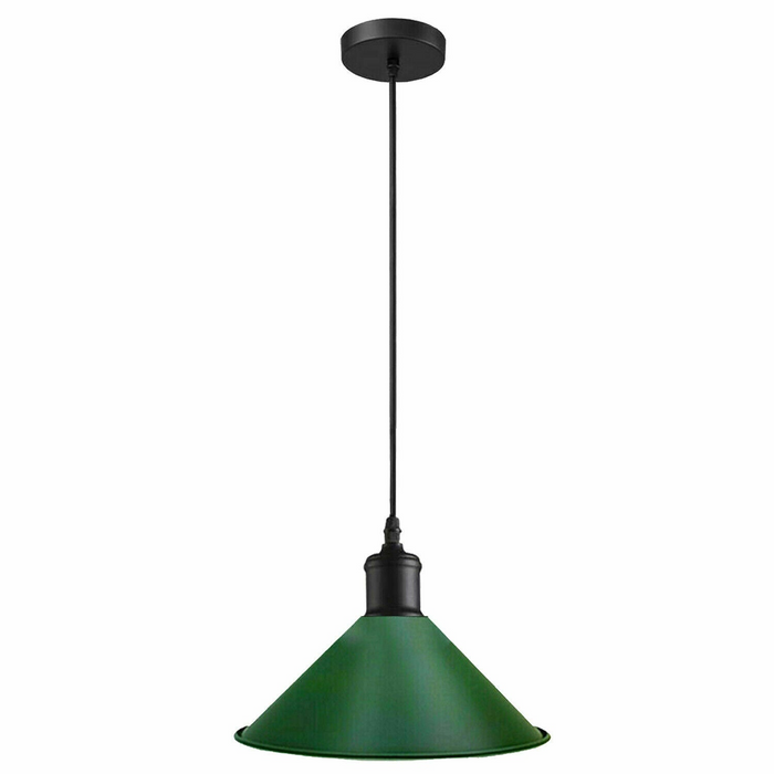 Vintage Pendant Light | Xio | Metal Cone | 1 Way | Green Cone