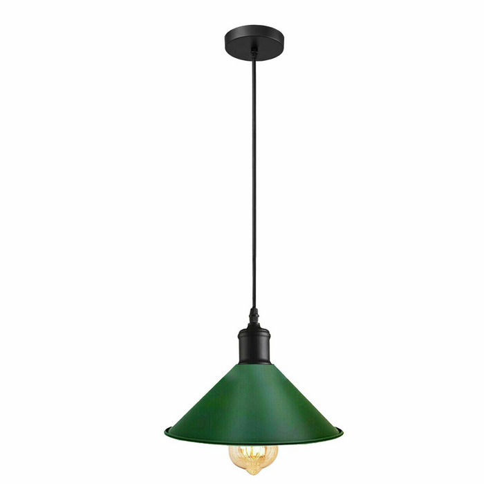 Vintage Pendant Light | Xio | Metal Cone | 1 Way | Green Cone
