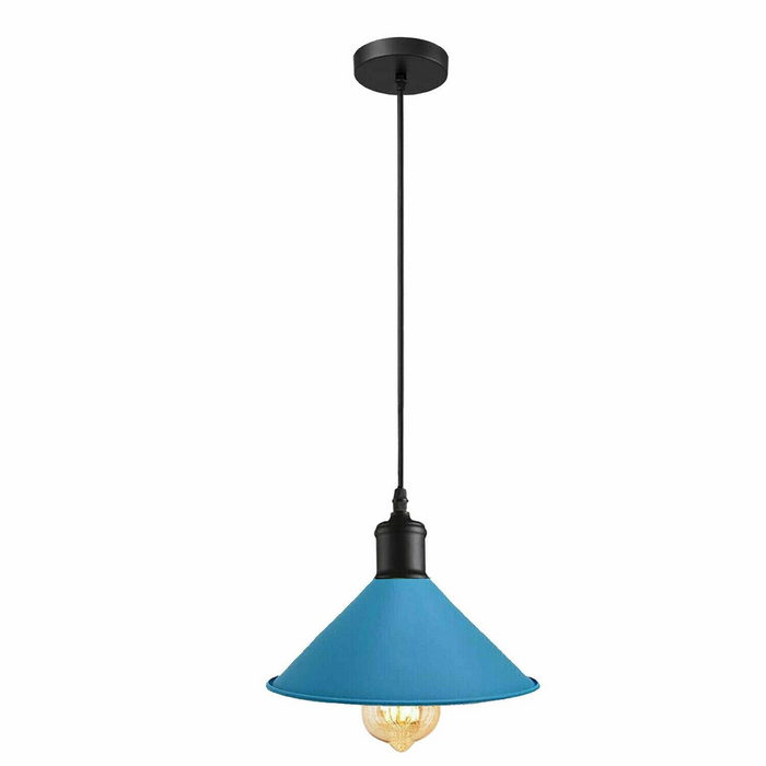 Vintage hanglamp | Xio | Metalen kegel | 1-weg | Blauwe kegel