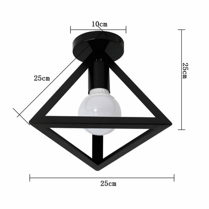 Modern Flush Ceiling Light | Dirk | Geometric Shape | Black Metal