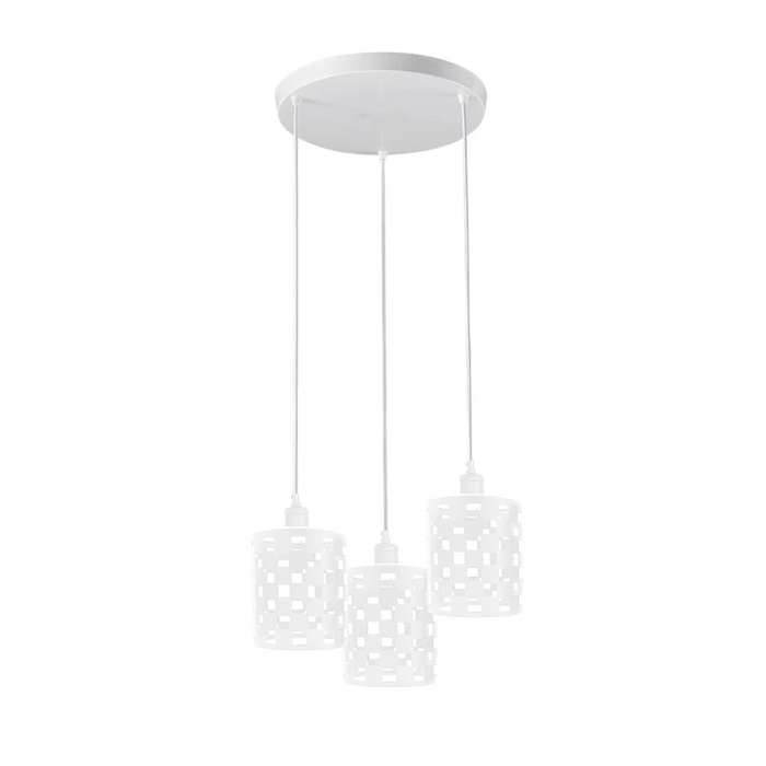 Vintage clusterhanglamp | Ramón | Metalen kap | Wit | 3-weg