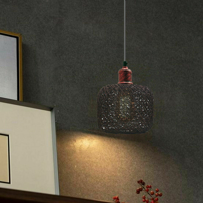 Rotan hanglamp | Sasha | Vintage-stijl | 1-weg | Rustiek rood