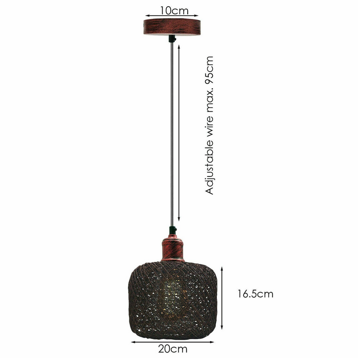 Rotan hanglamp | Sasha | Vintage-stijl | 1-weg | Rustiek rood