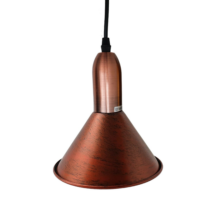Vintage clusterhanglamp | Petrus | Metalen koepel | 3-weg | Rustiek rood