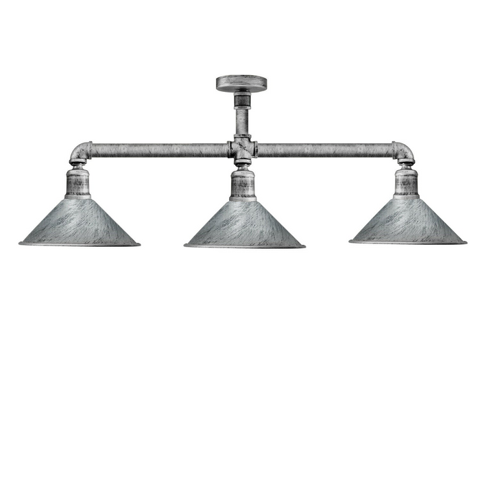 Industriële plafondlamp | Cara | Pijpverlichting | 3-weg | Geborsteld zilver 