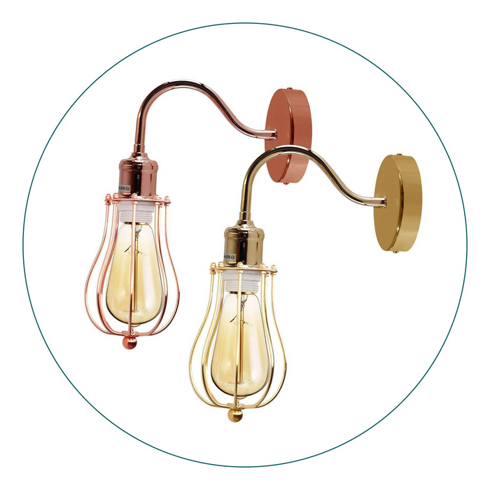 Vintage wandlamp | Jane | Kooilicht | Gouden metaal