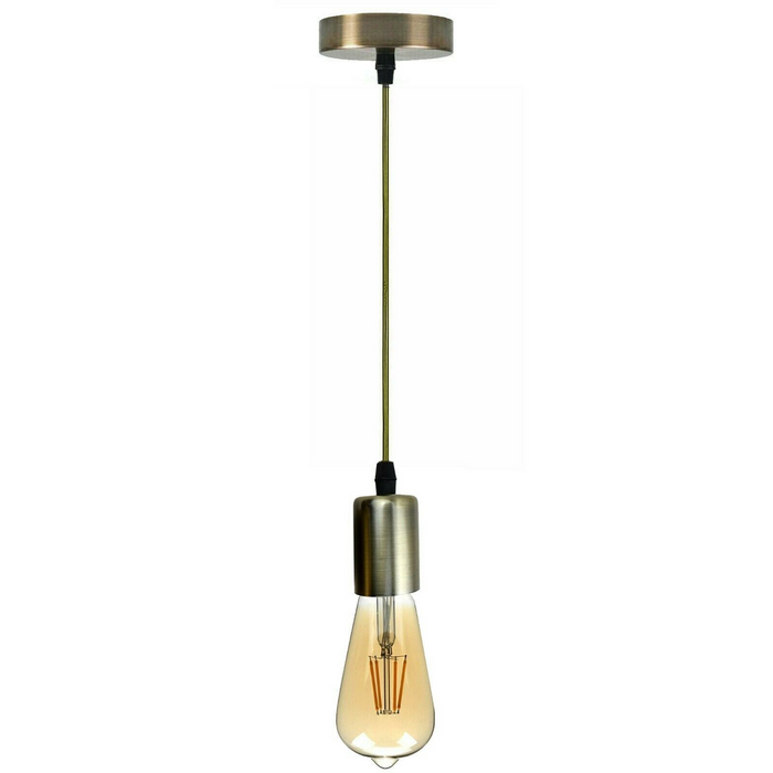 Vintage Pendant Light | Philippa | Bulb Holder | 1 Way | Green Brass