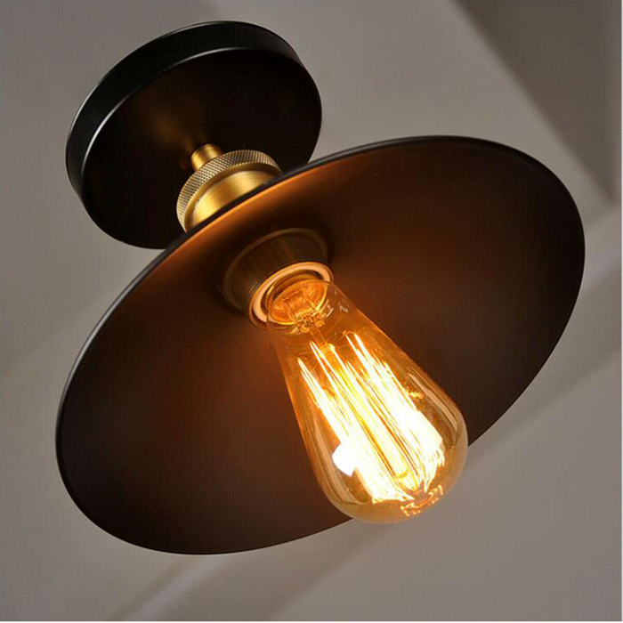 Vintage inbouwplafondlamp | Erin | Zwart metaal | E27 Lamphouder