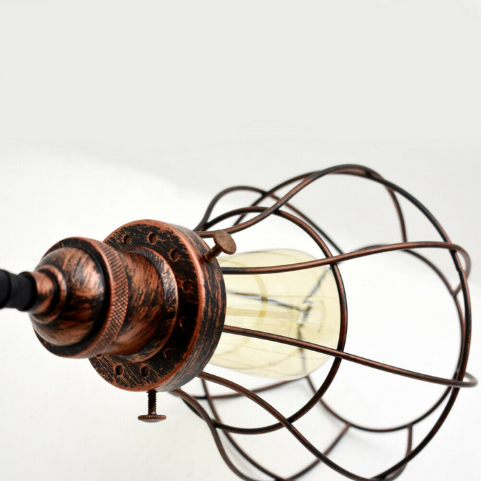 Industrial Cluster Pendant Light | Vi | Cage Light | 3 Way | Rustic Red