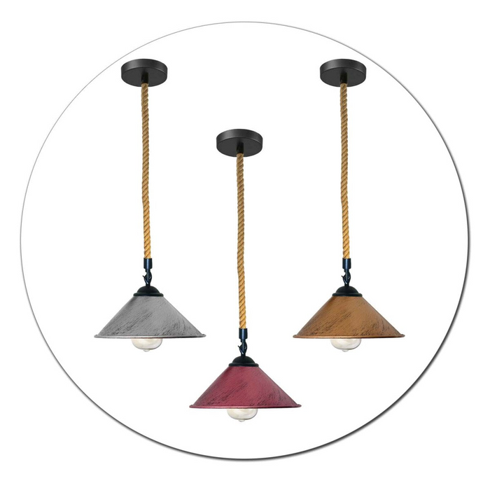 Vintage hanglamp | Belle | Henneptouw | 1-weg | Verschillende kleuren