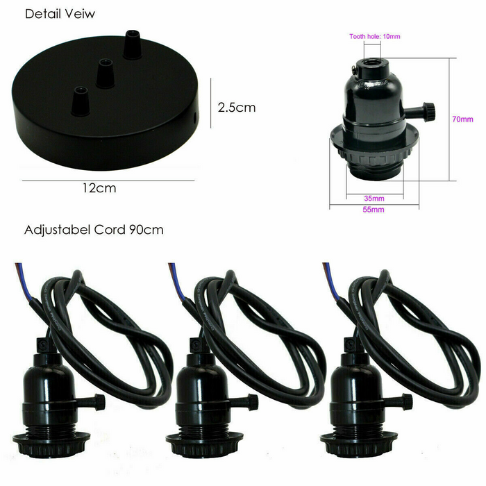 Modern Pendant Light | Octavia | Light Bulbs Holder | 5 Way | Black