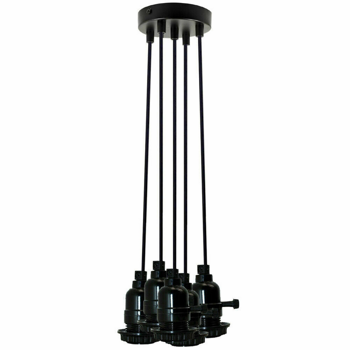 Moderne hanglamp | Octavia | Gloeilampenhouder | 5-weg | Zwart
