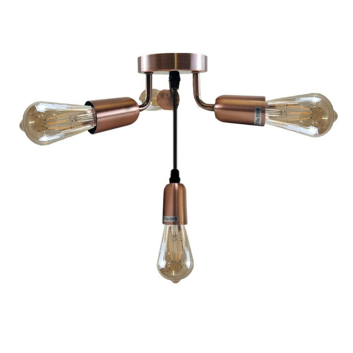 Vintage plafondlamp | Daan | Metalen basis | 4-weg | Koper