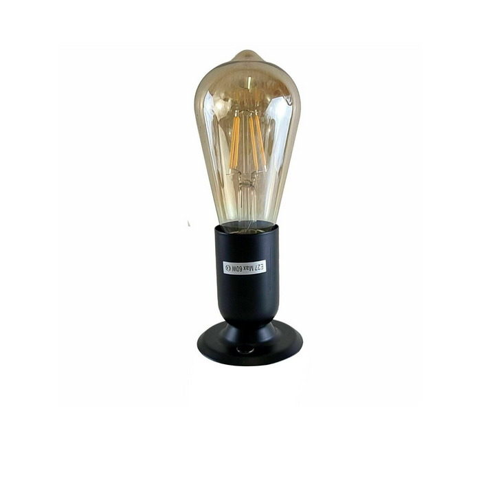 Vintage lamphouder | Bruce | E27 Lampvoet | Metaal | Mat zwart