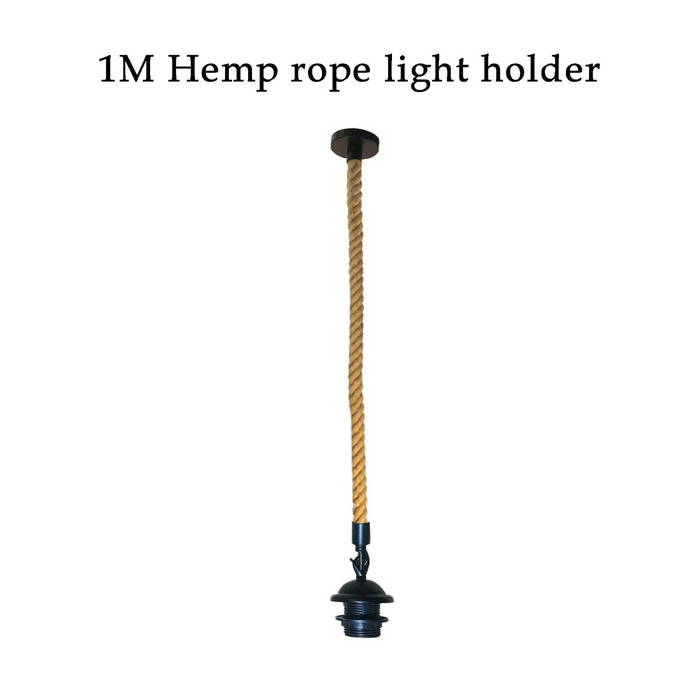 Vintage Pendant Light | Mabel | Hemp Rope | Black Shade | 3 Way