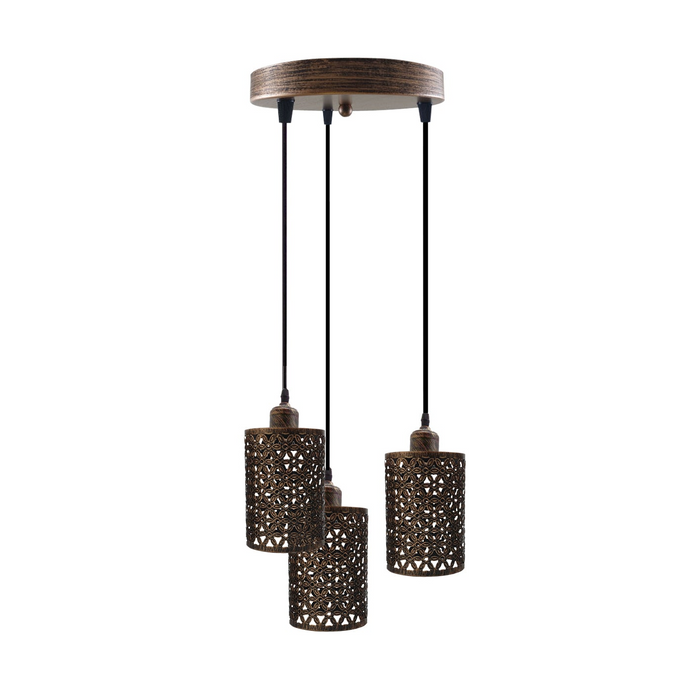 Vintage clusterhanglamp | Ramón | Metalen kap | Geborsteld koper