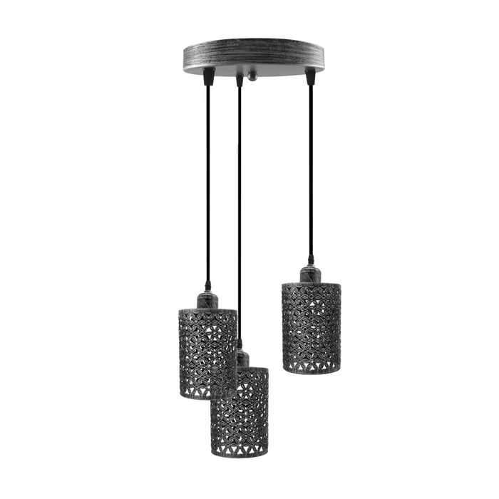 Vintage clusterhanglamp | Ramón | Metalen kap | Geborsteld zilver