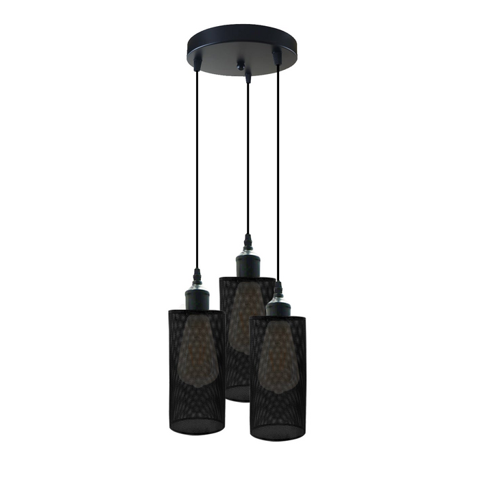 Industriële hanglamp cluster | Rapha | Kooilicht | Zwart | 3-weg