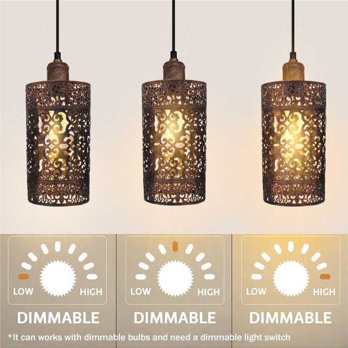 Vintage hanglamp | Altviool | Metalen kap | Verschillende kleuren | 3-weg