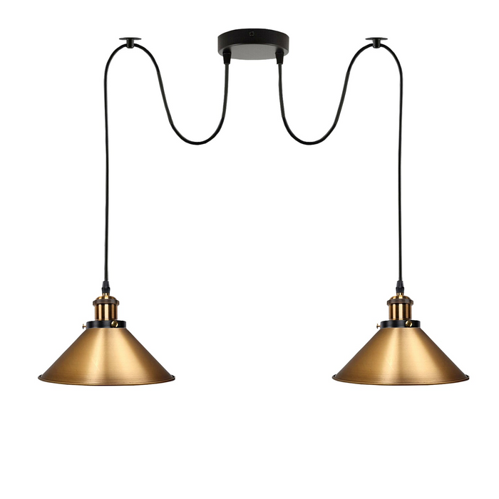 Vintage hanglamp | Ursa | 2-weg | Metalen kap | Geel Messing