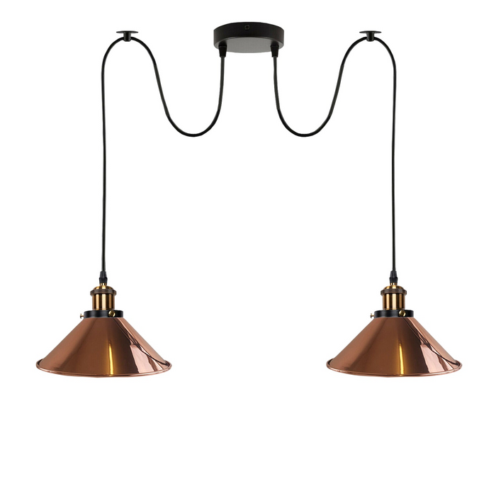 Vintage hanglamp | Ursa | 2-weg | Metalen kap | Rosé goud
