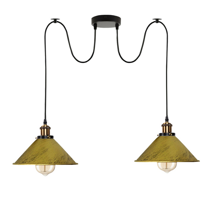 Vintage hanglamp | Ursa | 2-weg | Metalen kap | Geborsteld messing
