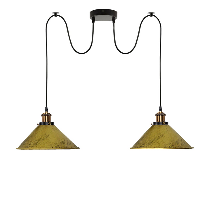 Vintage hanglamp | Ursa | 2-weg | Metalen kap | Geborsteld messing