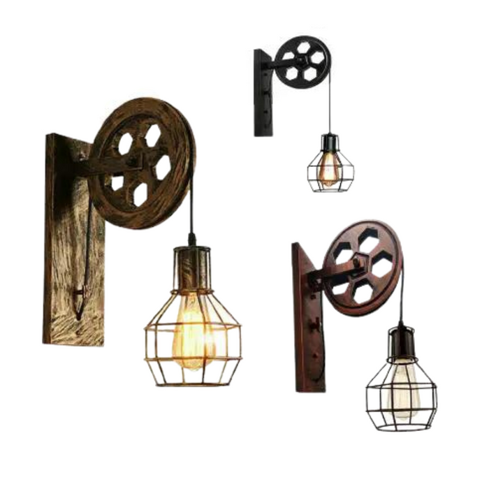 Industriële wandlamp | Bret | Katrolwiel | Verschillende kleuren