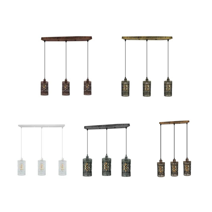 Vintage hanglamp | Altviool | Metalen kap | Verschillende kleuren | 3-weg
