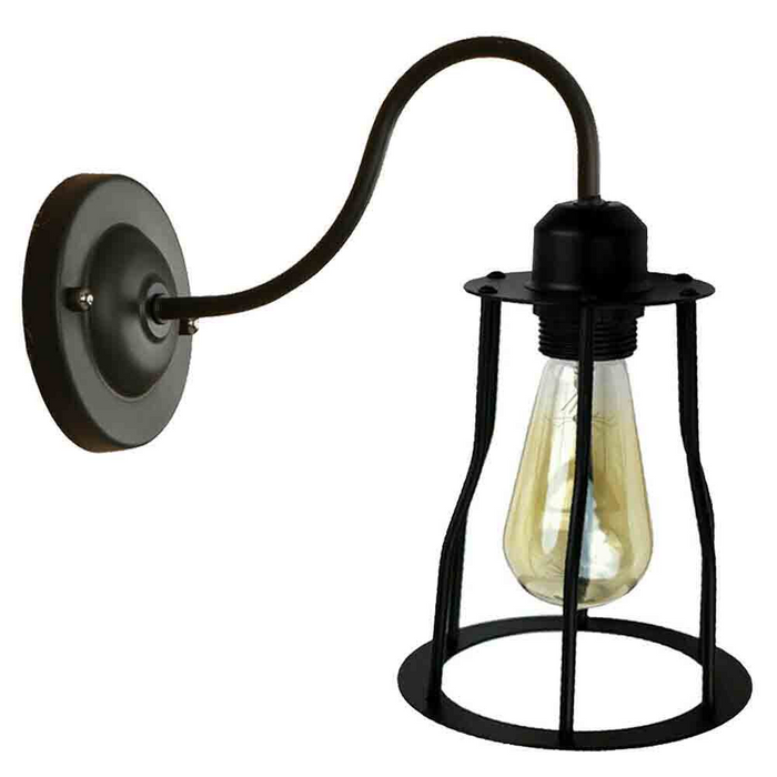 Industriële wandlamp | Iwan | Kooilicht | Zwart ijzer 