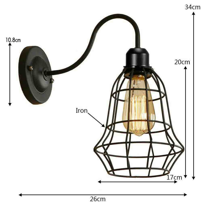 Industriële wandlamp | Iwan | Kooilicht | Zwart ijzer 
