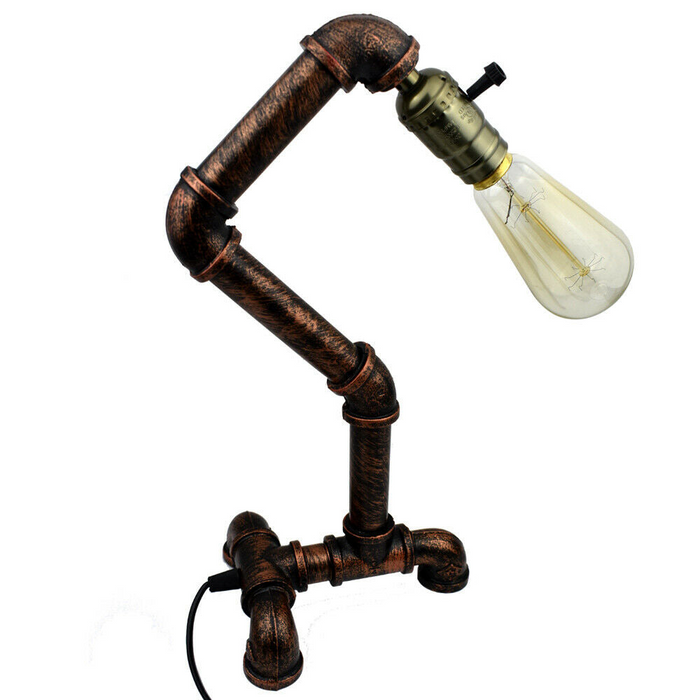 Industrial Table Lamp | Diana | Pipe Lighting | Rustic Red