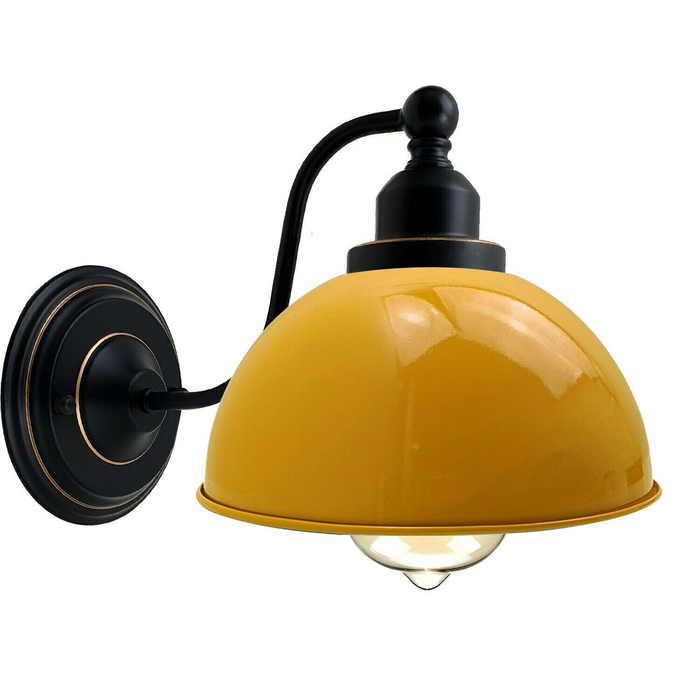 Vintage wandlamp | Gen | Metalen koepel | Geel | E27-lamp
