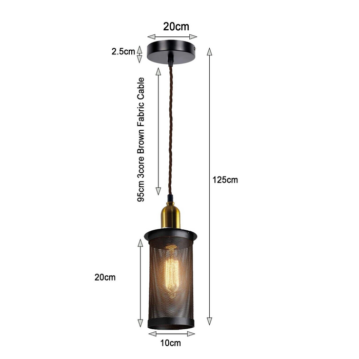 Industrial Pendant Light | Reyna | Cage Light | 1 Way | Black