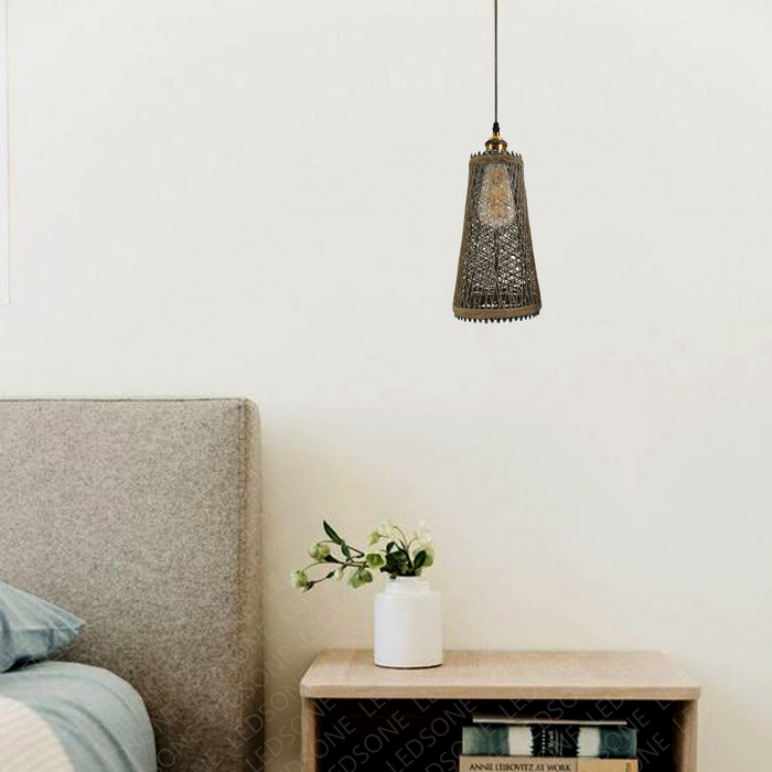 Rotan hanglamp | Trente | Vintage-stijl | 1-weg | Koper