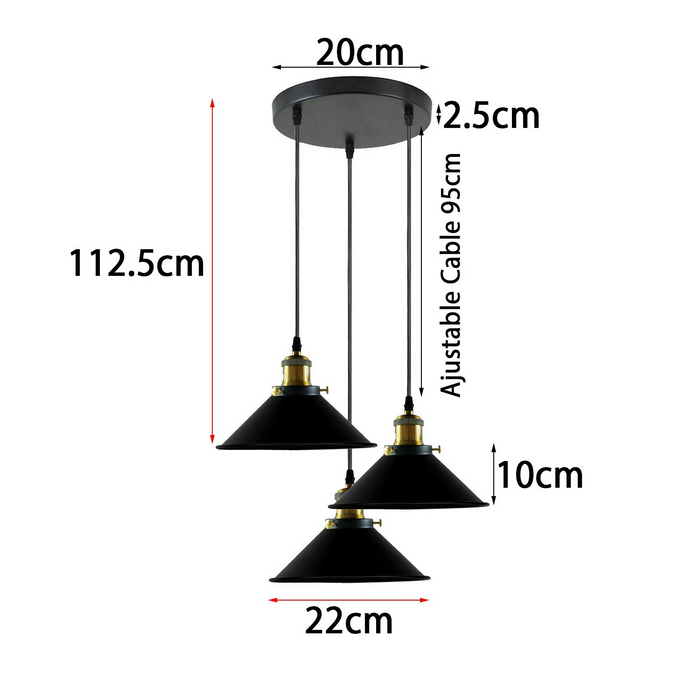 Vintage clusterhanglamp | Zara | Metalen kap | Zwart