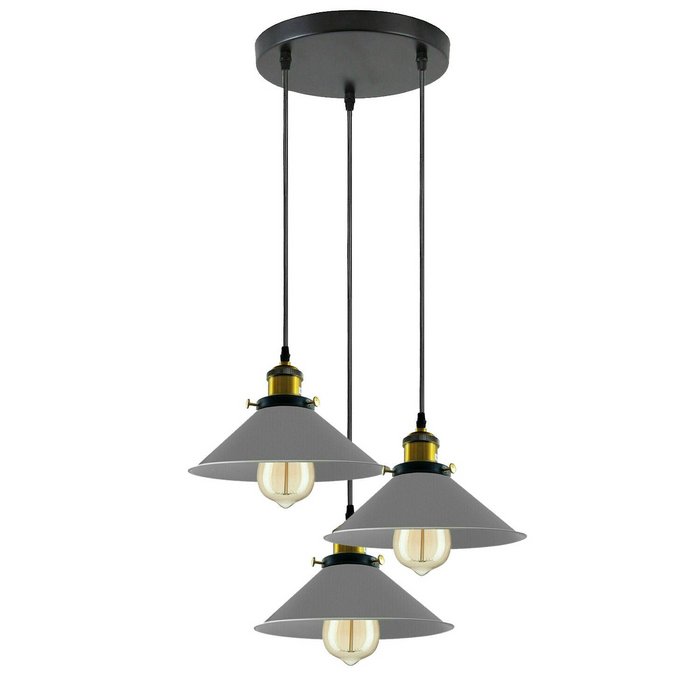 Vintage clusterhanglamp | Zara | Metalen kap | Grijs