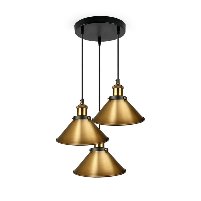 Vintage Cluster Pendant Light | Zara | Metal Shade | Yellow Brass