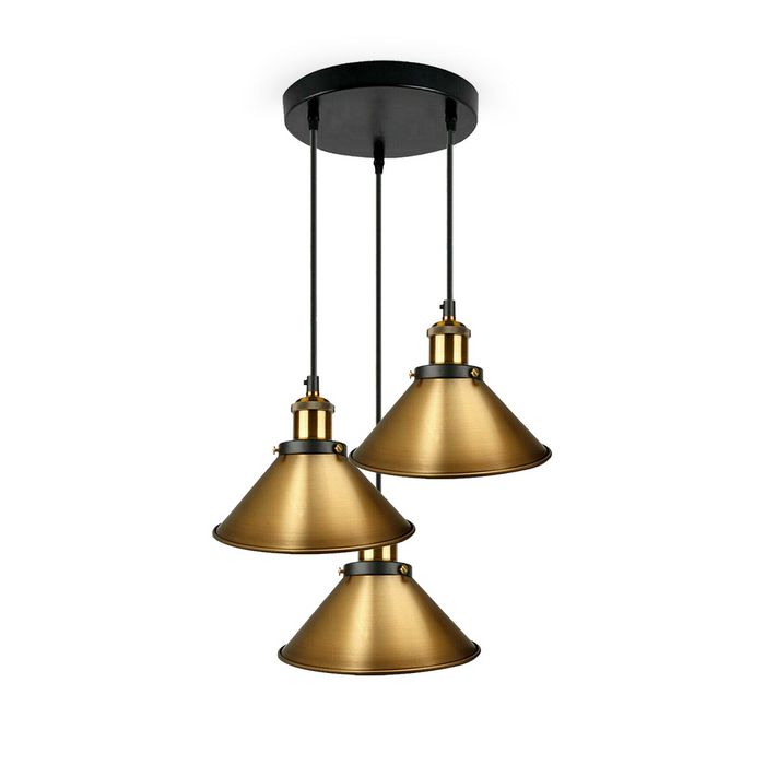 Vintage clusterhanglamp | Zara | Metalen kap | Geel Messing