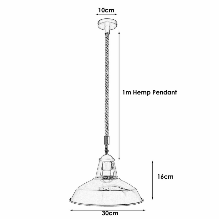 Industriële hanglamp | Parel | Henneptouw | 1-weg | Geborsteld zilver