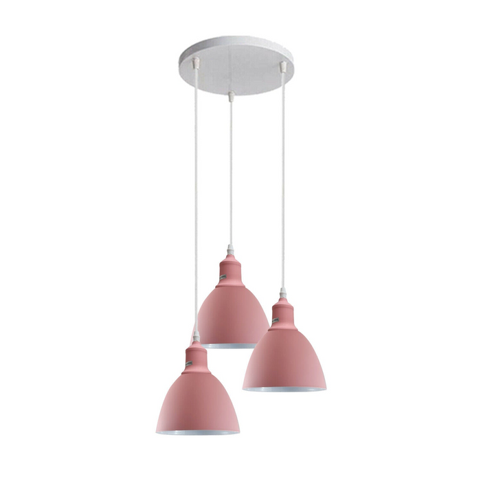 Moderne hanglamp | Yvette | Metalen kap | Roze | 3-weg