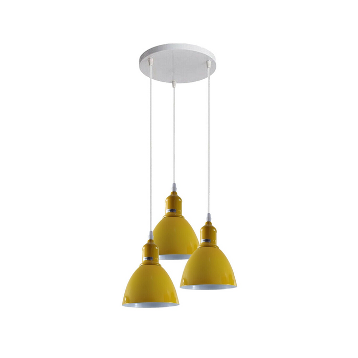 Moderne clusterhanglamp | Yvette | Metalen kap | Geel | 3-weg