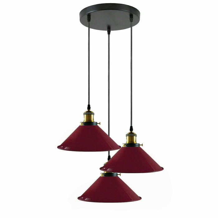Vintage clusterhanglamp | Zara | Metalen kap | Bourgondië