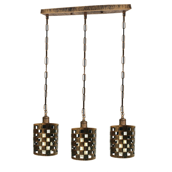 Vintage hanglamp | Tessa | Metalen kap | Koper | 3-weg