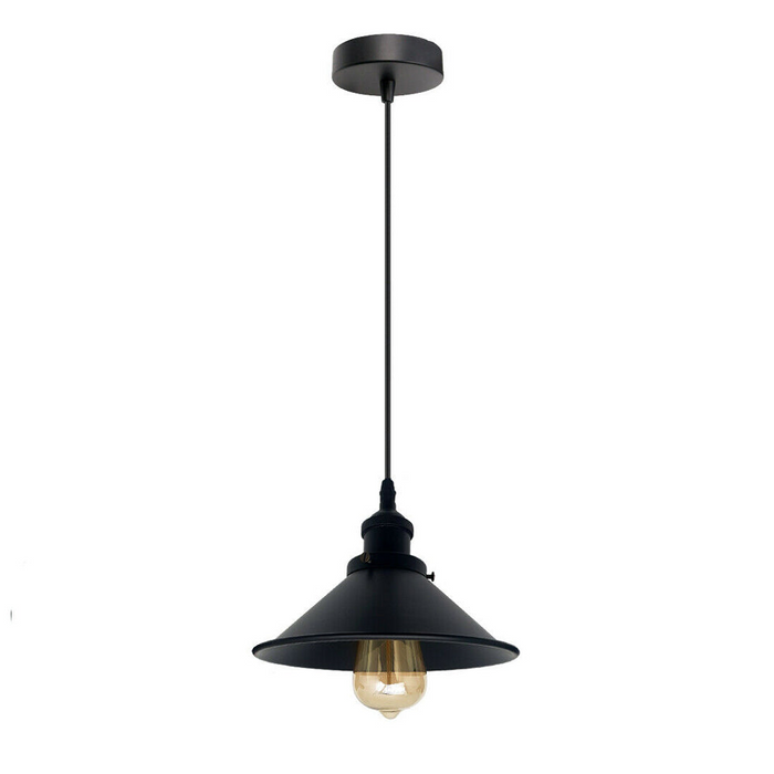 Industriële hanglamp | Osmond | Metalen kegel | 1-weg | Zwart