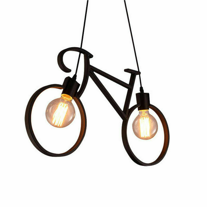 Modern Pendant Light | Vivian | Metal Bike Style | 2 Way | Black
