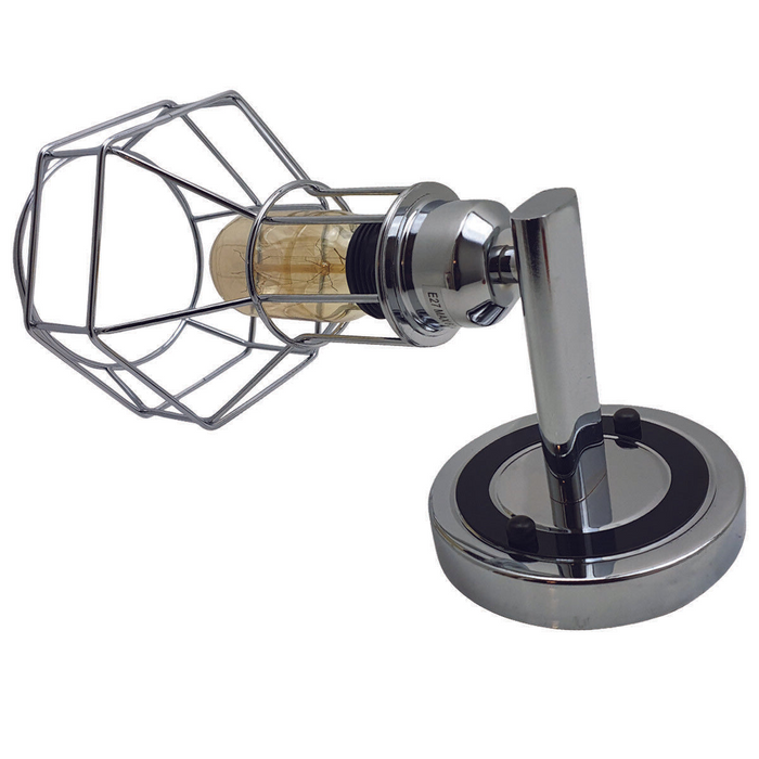 Industrial Wall Light | Jase | Metal Cage | Chrome