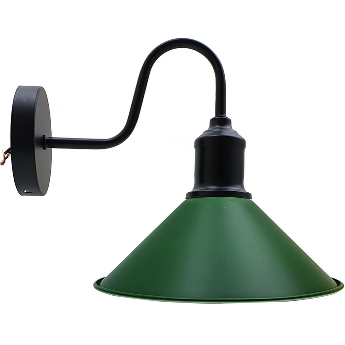 Retro-wandlamp | Gabe | Metalen kegel | Groen gekleurd 