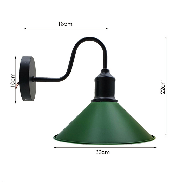 Retro-wandlamp | Gabe | Metalen kegel | Groen gekleurd 