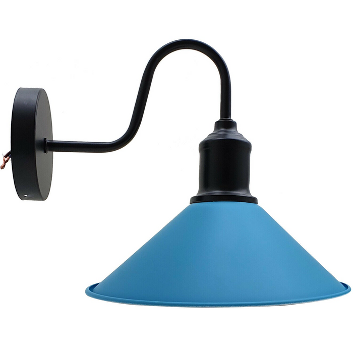 Retro-wandlamp | Gabe | Metalen kegel | Blauw gekleurd 